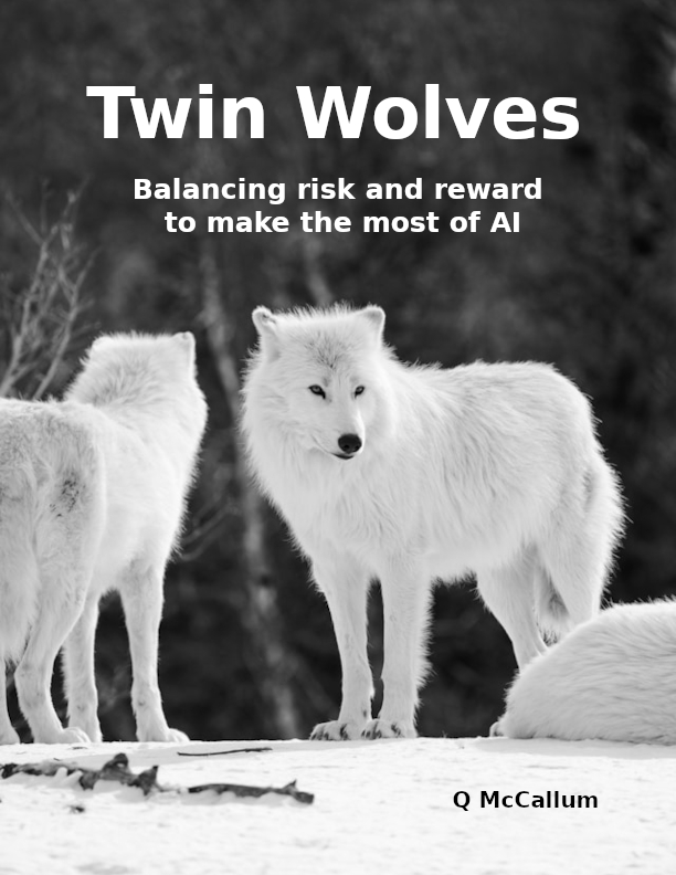Two wolves sniffing snow-covered ground.  Photo by Eva Blue via Unsplash.